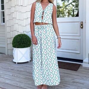 FANCYD Floral Green and White Maxi Skirt